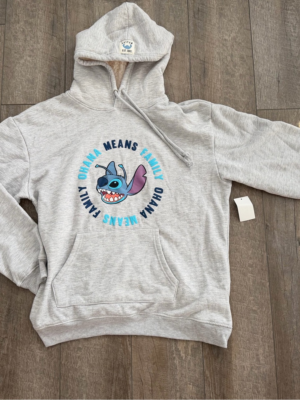 Disney Gray & Blue Stitch 'Ohana Means Family' Hoodie Sweater